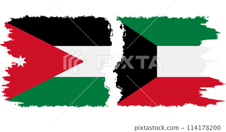 Kuwait and Jordan grunge flags connection vector 114178200