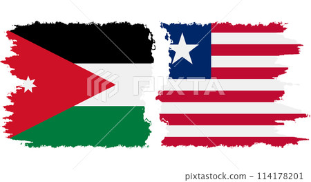 Liberia and Jordan grunge flags connection vector 114178201