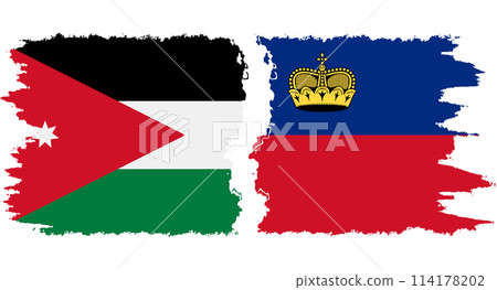 Liechtenstein and Jordan grunge flags connection vector Liechtenstein and Jordan grunge flags connection vector 114178202