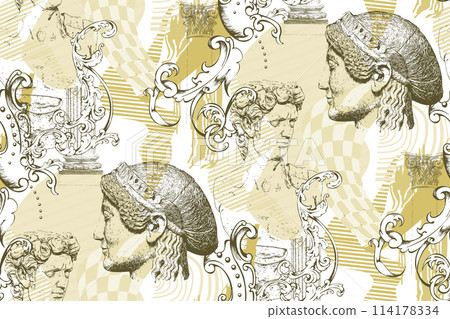 Early Greece motifs. Seamless pattern. Vector illustration. Suitable for fabric, mural, wallpapers, wrapping paper and the like 114178334