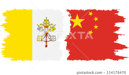 China and Vatican grunge flags connection vector 114178470