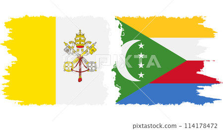 Comoros and Vatican grunge flags connection vector 114178472