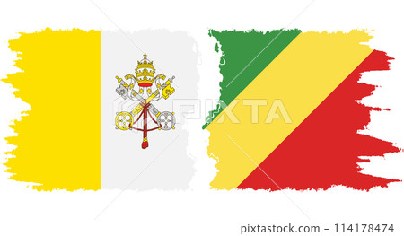 Congo-Brazzaville and Vatican grunge flags connection vector 114178474