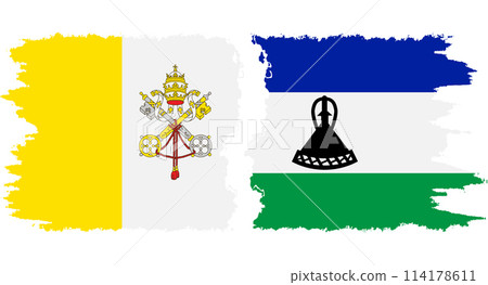 Lesotho and Vatican grunge flags connection vector Lesotho and Vatican grunge flags connection vector 114178611