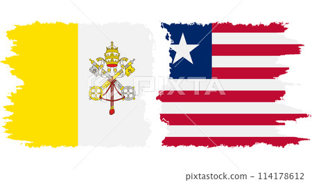 Liberia and Vatican grunge flags connection vector Liberia and Vatican grunge flags connection vector 114178612