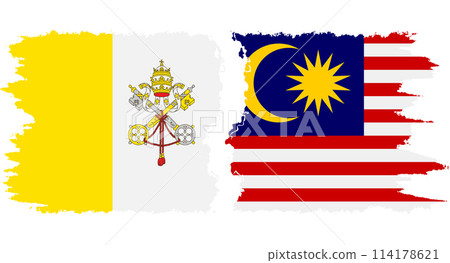 Malaysia and Vatican grunge flags connection vector 114178621