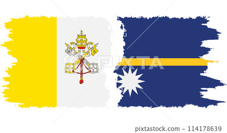 Nauru and Vatican grunge flags connection vector 114178639