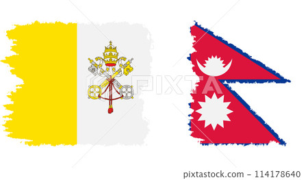Nepal and Vatican grunge flags connection vector 114178640