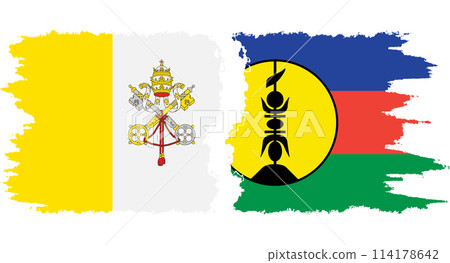 New Caledonia and Vatican grunge flags connection vector New Caledonia and Vatican grunge flags connection vector 114178642