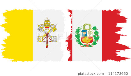 Peru and Vatican grunge flags connection vector 114178660