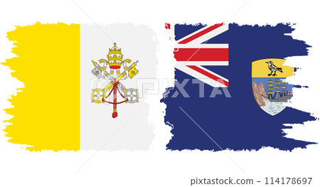 Saint Helena and Vatican grunge flags connection vector 114178697