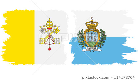 San Marino and Vatican grunge flags connection vector 114178704
