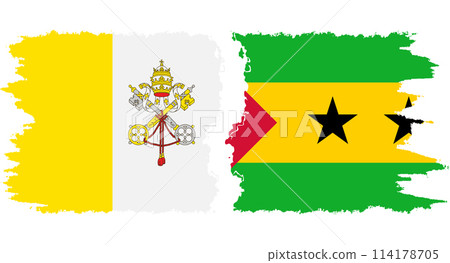 Sao Tome and Principe and Vatican grunge flags connection vector 114178705