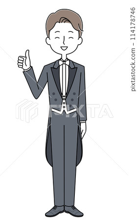 一個穿著燕尾服的男人的插圖 一個穿著燕尾服的男人的插圖 114178746