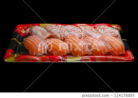 Salmon nigiri sushi sushi pack black sashimi 114178885
