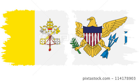 United States Virgin Islands and Vatican grunge flags connection vec 114178903