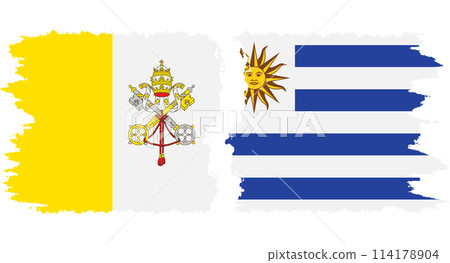 Uruguay and Vatican grunge flags connection vector 114178904