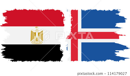 Iceland and Egypt grunge flags connection vector 114179027