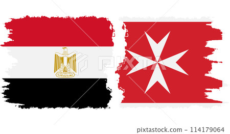 Malta and Egypt grunge flags connection vector 114179064