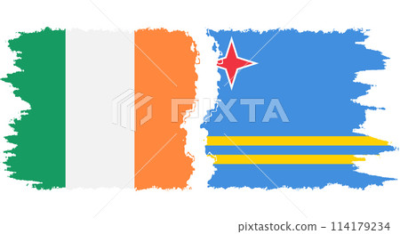 Aruba and Ireland grunge flags connection vector 114179234