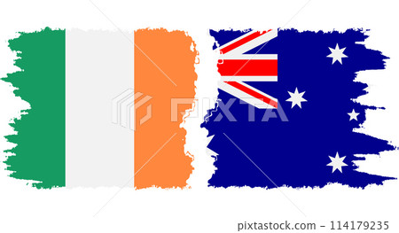 Australia and Ireland grunge flags connection vector 114179235