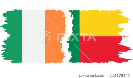 Benin and Ireland grunge flags connection vector 114179245