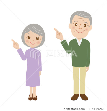 Senior couple, smiling, pointing, cute 114179266