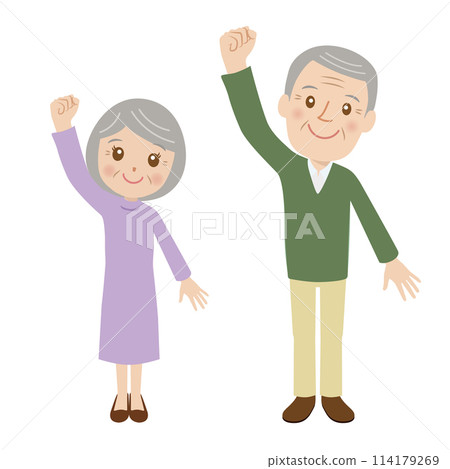 Senior couple, fist pump, All right!, Do your best, Cute 114179269