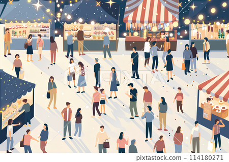 Nighttime summer festival scenery 114180271