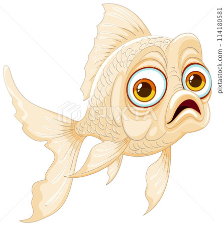 Cartoon Goldfish with Expressive Eyes 114180581