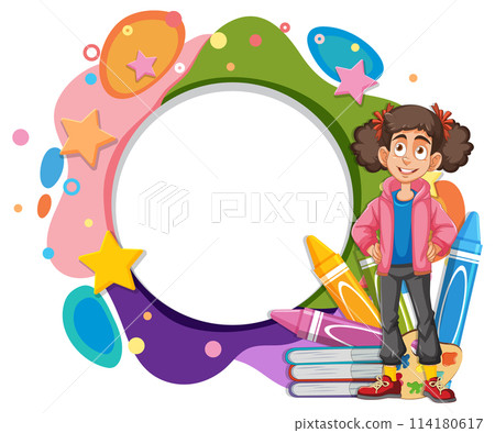 Creative Kid with Art Supplies Frame Creative Kid with Art Supplies Frame 114180617