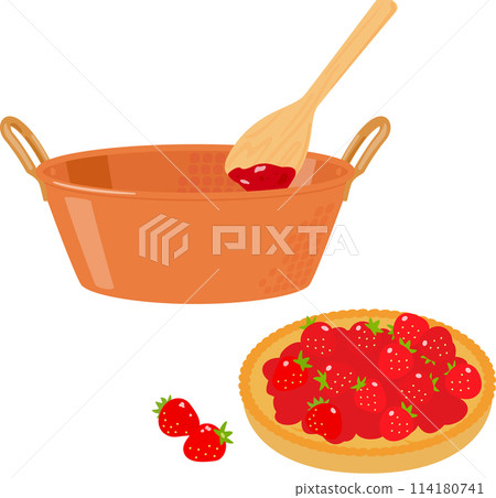 在銅鍋裡煮草莓醬 在銅鍋裡煮草莓醬 114180741