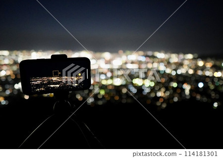 Night view and smartphone 114181301