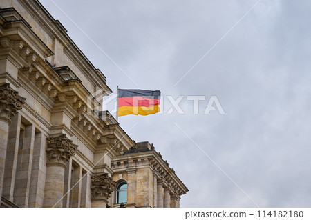 National flag of Germany on Reichstag building in Berlin National flag of Germany on Reichstag building in Berlin 114182180