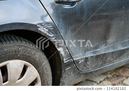 Damaged Car Door and Rear Fender at Street 114182182