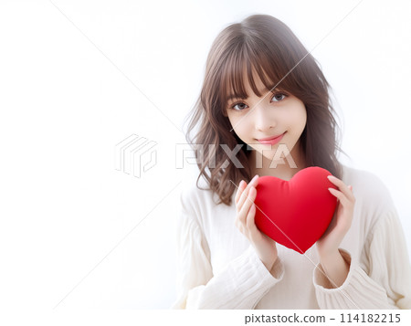 A smiling woman with a heart 114182215