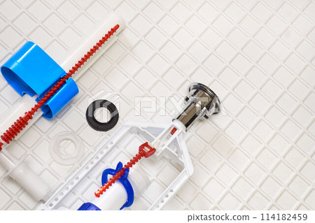Plumbing. Flexible metal steel faucet hoses, flush mechanism, siphon fittings 114182459