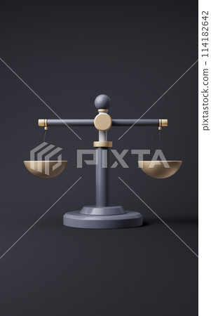 Judgment balance scale with equity concept, 3d Judgment balance scale with equity concept, 3d 114182642