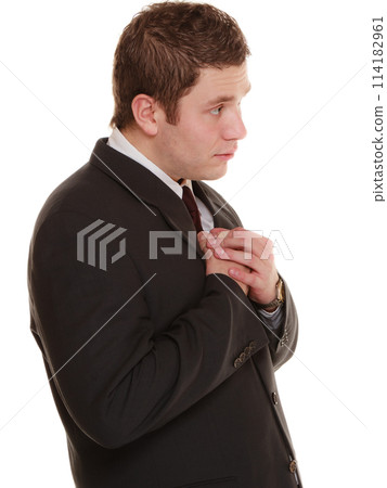 Desperate man asking forgiveness beseeching help 114182961