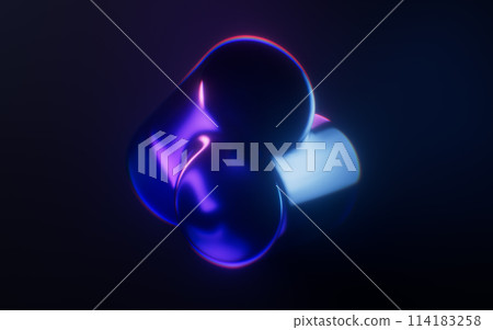 Dark gem glass with neon light effects, 3d Dark gem glass with neon light effects, 3d 114183258