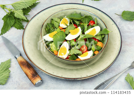 Nettle leaf salad. Nettle leaf salad. 114183435