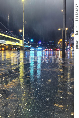 下雨天的城市夜景 114183857
