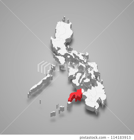 Zamboanga Peninsula region location within Philippines 3d map 114183913