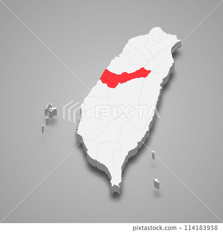 Taichung City division location within Taiwan 3d map Taichung City division location within Taiwan 3d map 114183938