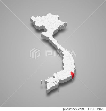 Ninh Thuan region location within Vietnam 3d map 114183968