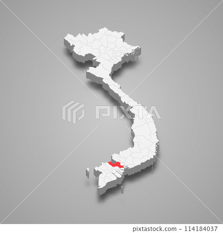 Long An region location within Vietnam 3d map 114184037