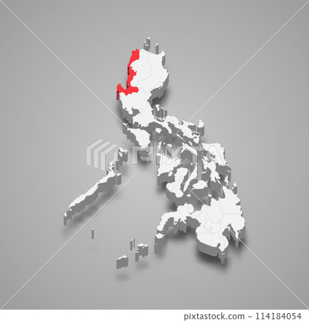 Ilocos region location within Philippines 3d map 114184054