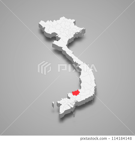 Binh Phuoc region location within Vietnam 3d map 114184148