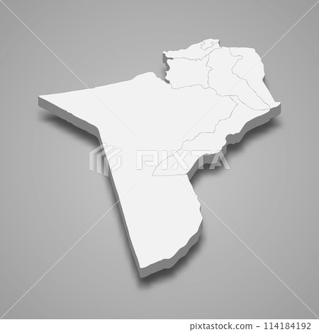 3d isometric map of Tataouine is a Governorate of Tunisia 114184192
