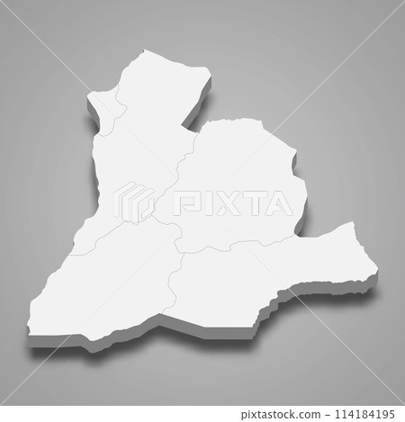 3d isometric map of Sud-Ubangi is a region of DR Congo 114184195